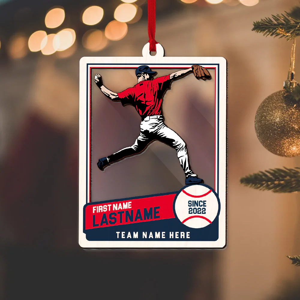 Custom Baseball Acrylic Ornament, Personalized Baseball Trading Card Acrylic Ornament - Perfect Gift For Baseball Lover, Christmas, New Year - Image 2