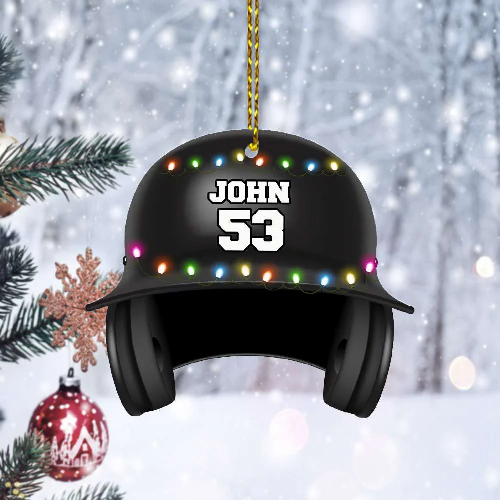 Custom Baseball Acrylic Ornament, Personalized Name & Number Baseball Helmet Acrylic Ornament - Perfect Gift For Baseball Lover, Christmas, New Year - Image 4