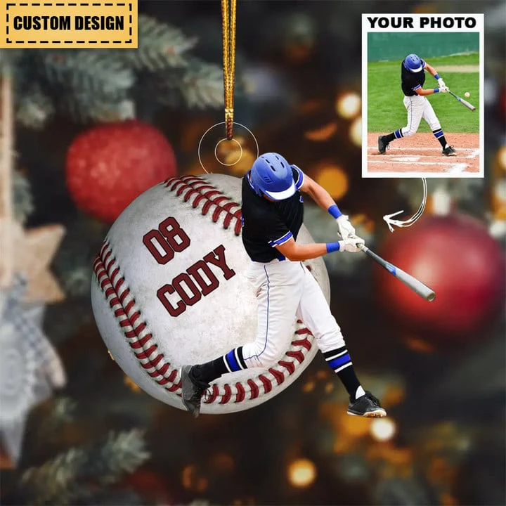 Custom Baseball Acrylic Ornament, Personalized Photo Baseball Player Acrylic Ornament- Perfert Gift For Baseball Team, Christmas, New Year - Image 2