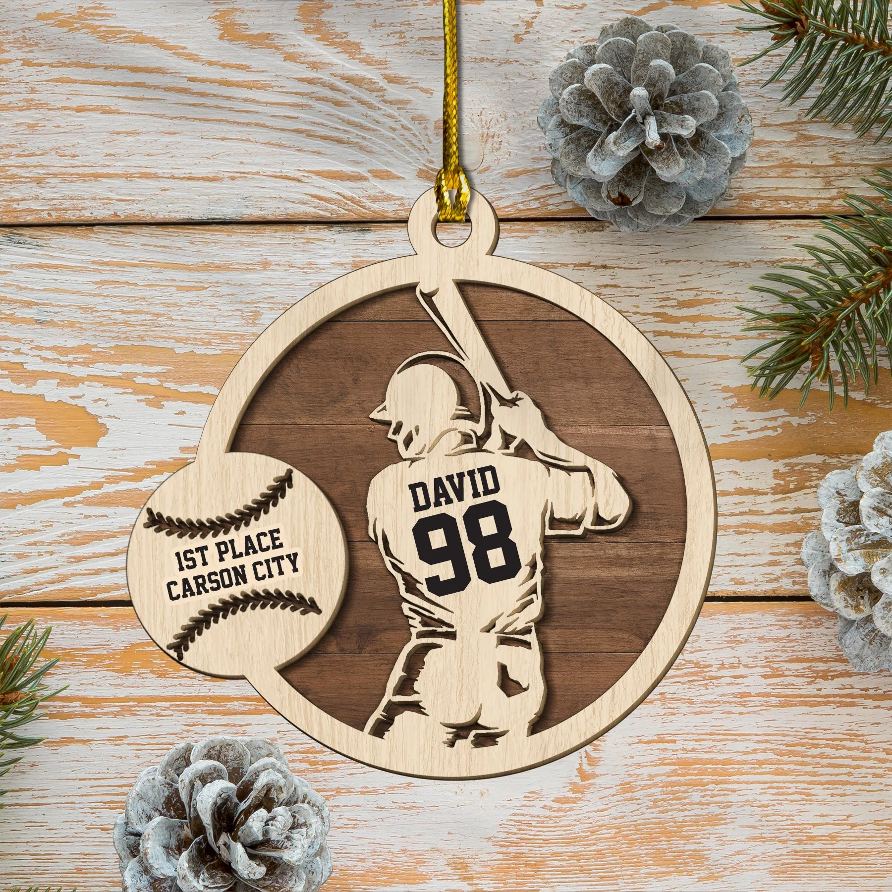 Custom Baseball Wooden Ornament, Personalized Player Wooden Ornament - Perfect Gift For Baseball Lover, Christmas, New Year - Image 2