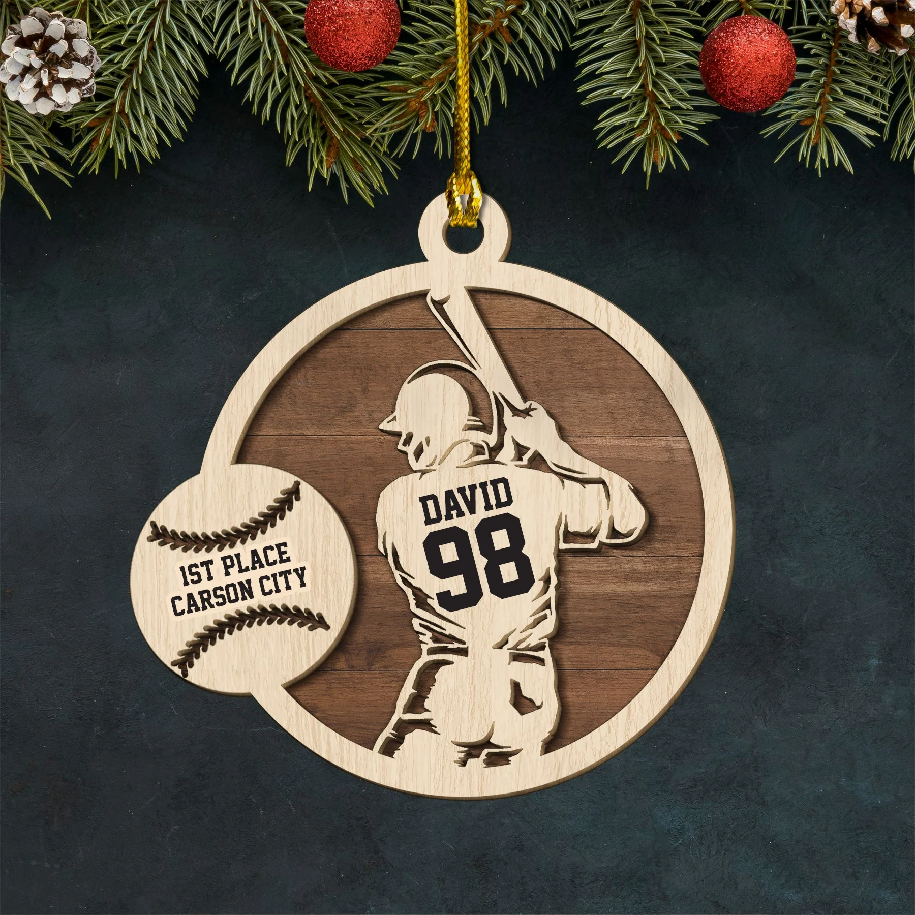 Custom Baseball Wooden Ornament, Personalized Player Wooden Ornament - Perfect Gift For Baseball Lover, Christmas, New Year - Image 3