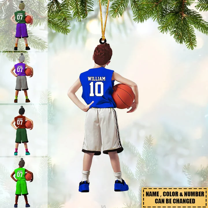 Custom Basketball Acrylic Christmas Ornament, Personalized Kids Little Boy Basketball Acrylic Ornament For Basketball Lover, Christmas - Image 2