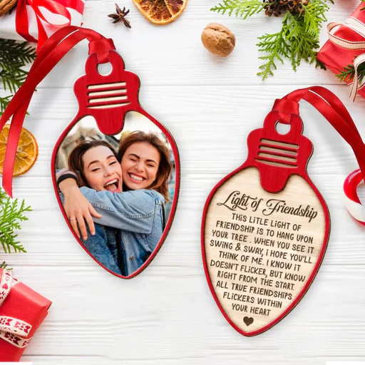 Custom Best Friend Photo 2-Sided Wooden Ornament, Customized Friend Photo Wood Ornament, Light Of Friendship - Christmas Gift For Best Friends - Image 2