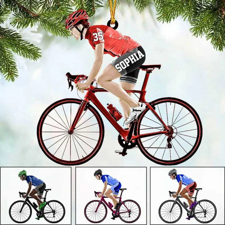 Custom Bike Riding Acrylic Christmas Ornament, Personalized Bike Riding Player Acrylic Ornament For Bike Riding Lover, Christmas, New Year - Image 3