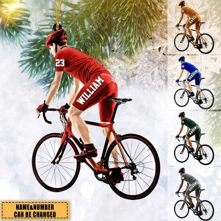 Custom Bike Riding Acrylic Christmas Ornament, Personalized Male Cyclist, Bike Riding Acrylic Ornament For Bike Riding Lover, Christmas - Image 2