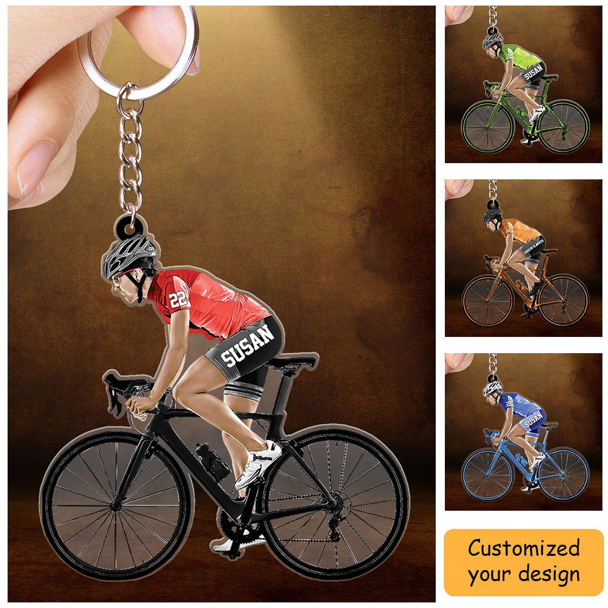 Custom Bike Riding Christmas Acrylic Keychain, Personalized Bike Riding Player Acrylic Christmas For Bike Riding Lover, Christmas, New Year - Image 2