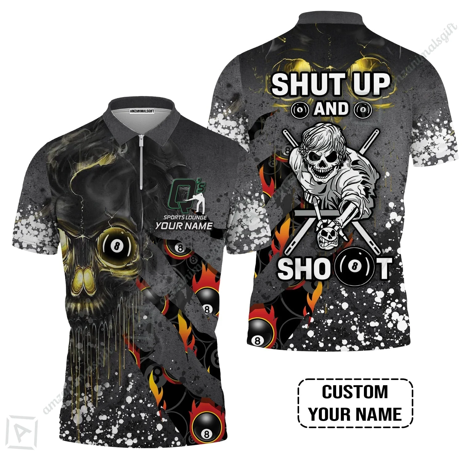Custom Billiard Hawaiian Shirt - Q's Team Billiards 8 Balls Paint Splash Personalized Name Hawaiian Shirt - Image 3