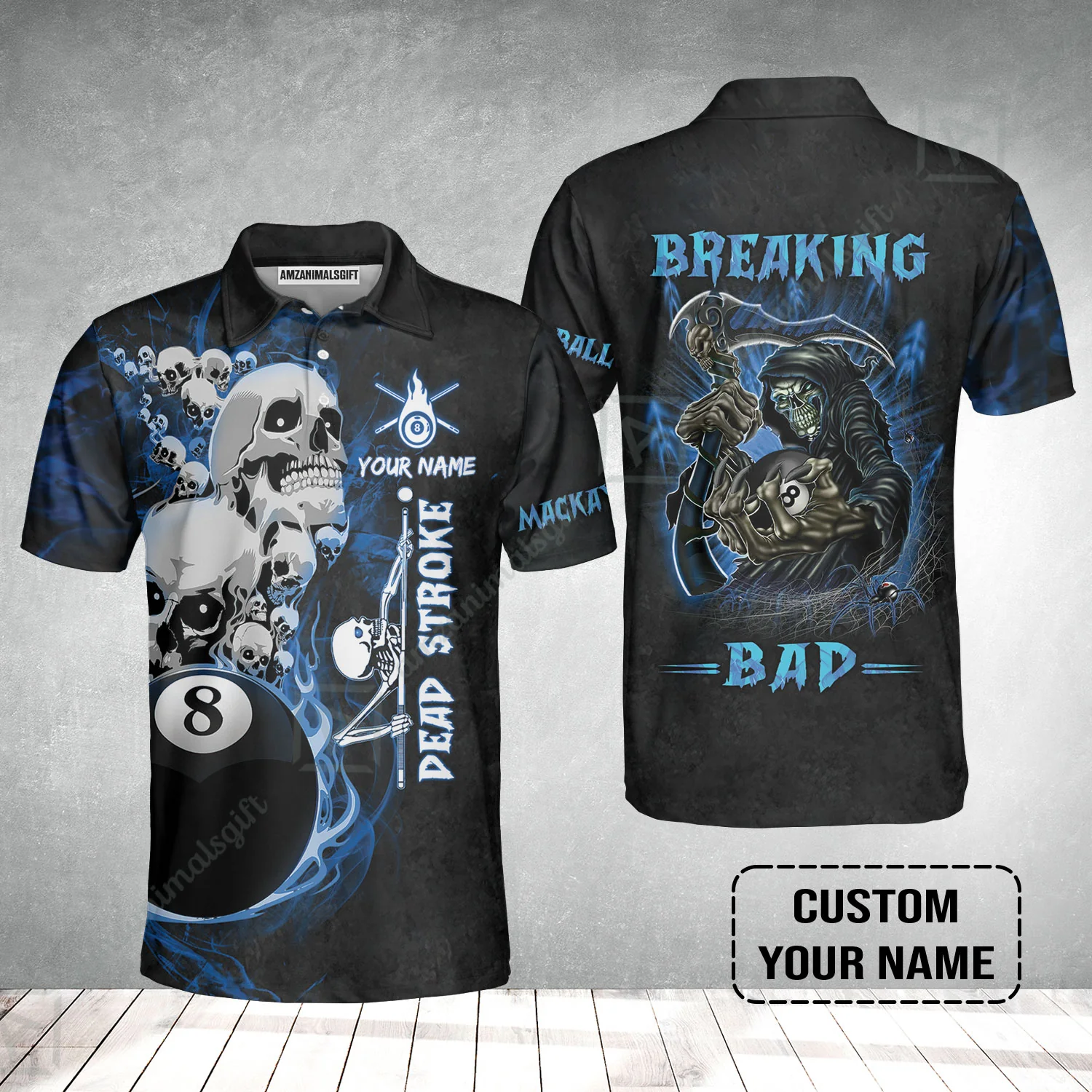 Custom Billiard Men Polo Shirt - Breaking Bad Billiard Pool 8 Ball Personalized Name Polo Shirt, Perfect Billiard Polo Shirt - Image 2