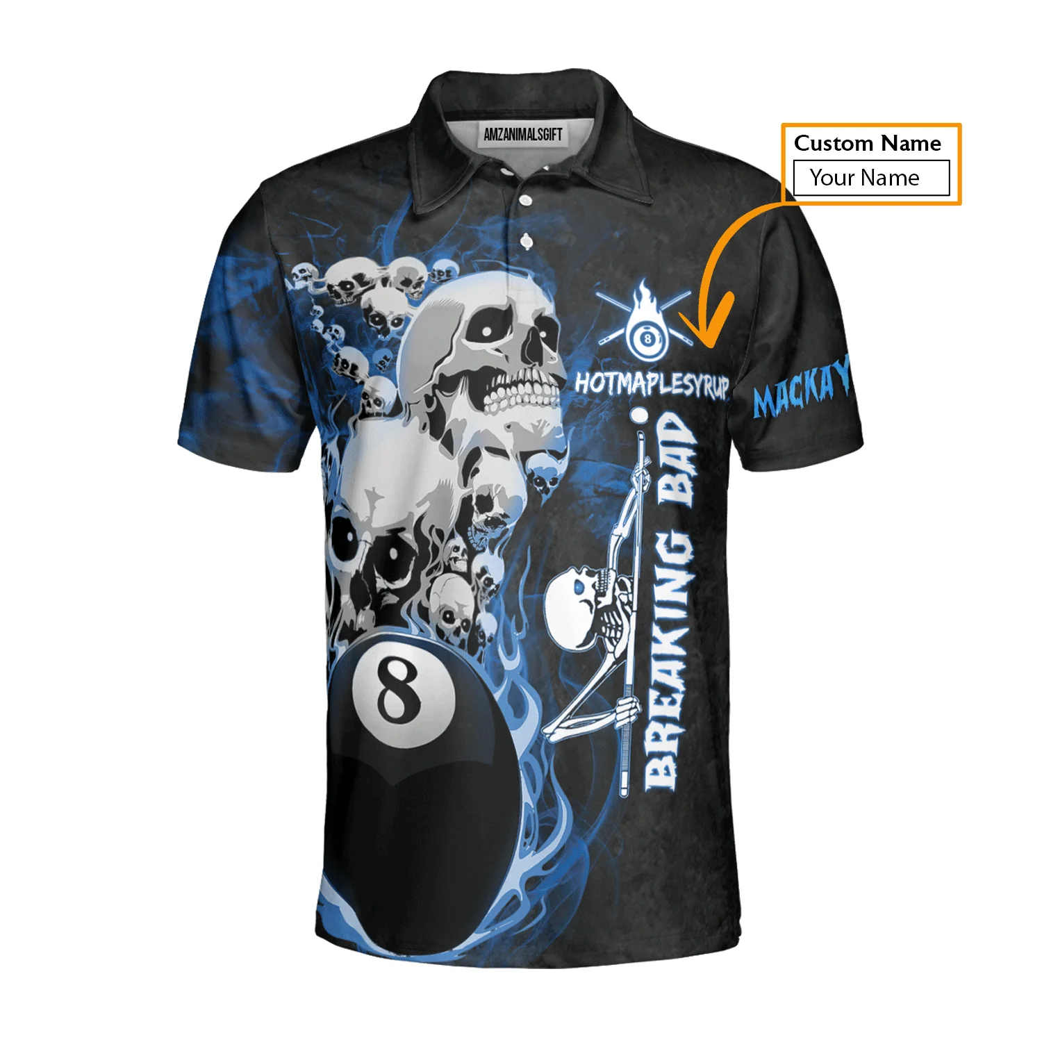Custom Billiard Men Polo Shirt - Breaking Bad Billiard Pool 8 Ball Personalized Name Polo Shirt, Perfect Billiard Polo Shirt For Men, Billiard Players - Image 3