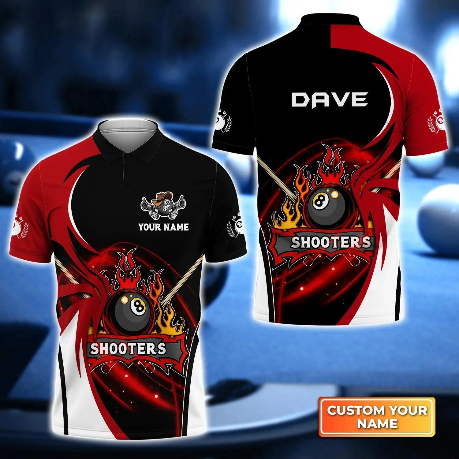 Custom Billiard Men Polo Shirt - Dave Pool 8 Ball I'd Hit That Personalized Name - Perfect Billiard Polo Shirt For Men, Billiard Players