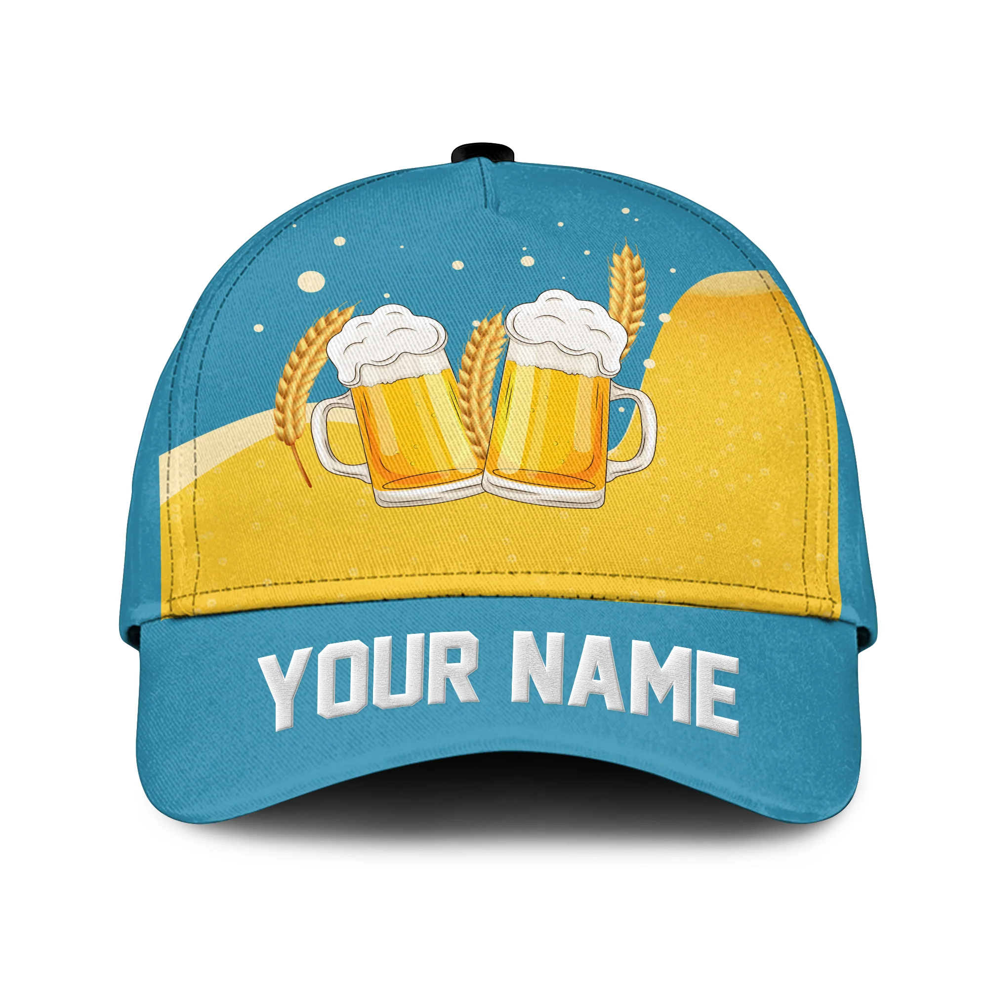 Custom Blue Beer Pattern Design Oktoberfest Beer Festival Performance Embroidered Cap - Image 2