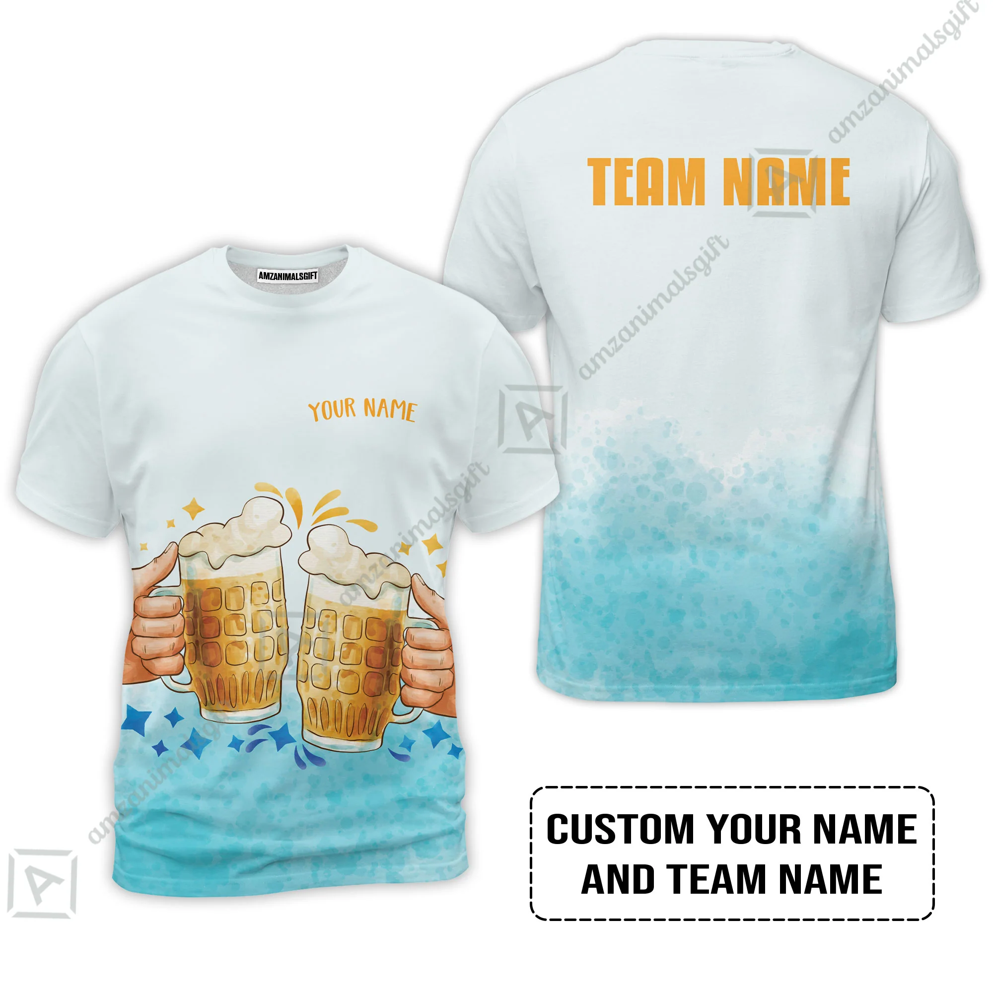Custom Blue Gradient Beer Pattern Design Oktoberfest Beer Festival Performance Baseball Jersey - Image 3