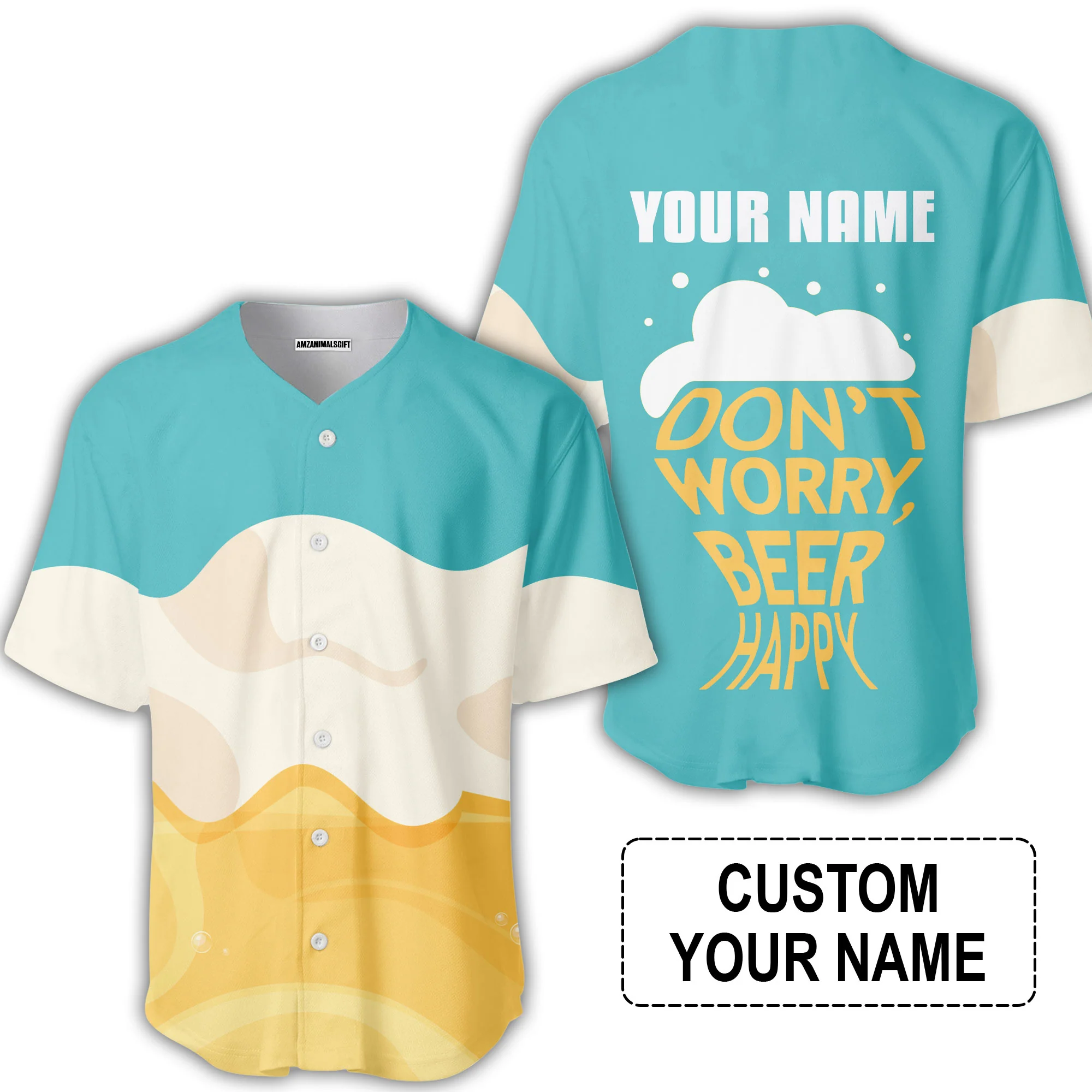 Custom Blue White Yellow Pattern Beer Pattern Design Oktoberfest Beer Festival Performance Baseball Jersey