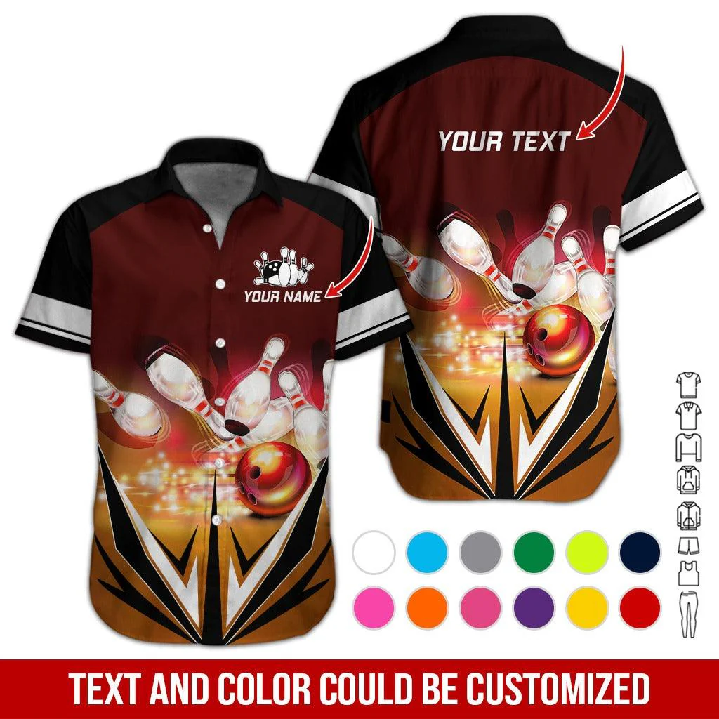 Custom Bowling Aloha Hawaiian Shirt - Amazing Bowling Ball Pattern Personalized Name Hawaiian Shirt For Men & Women, Bowling Lover - Image 2