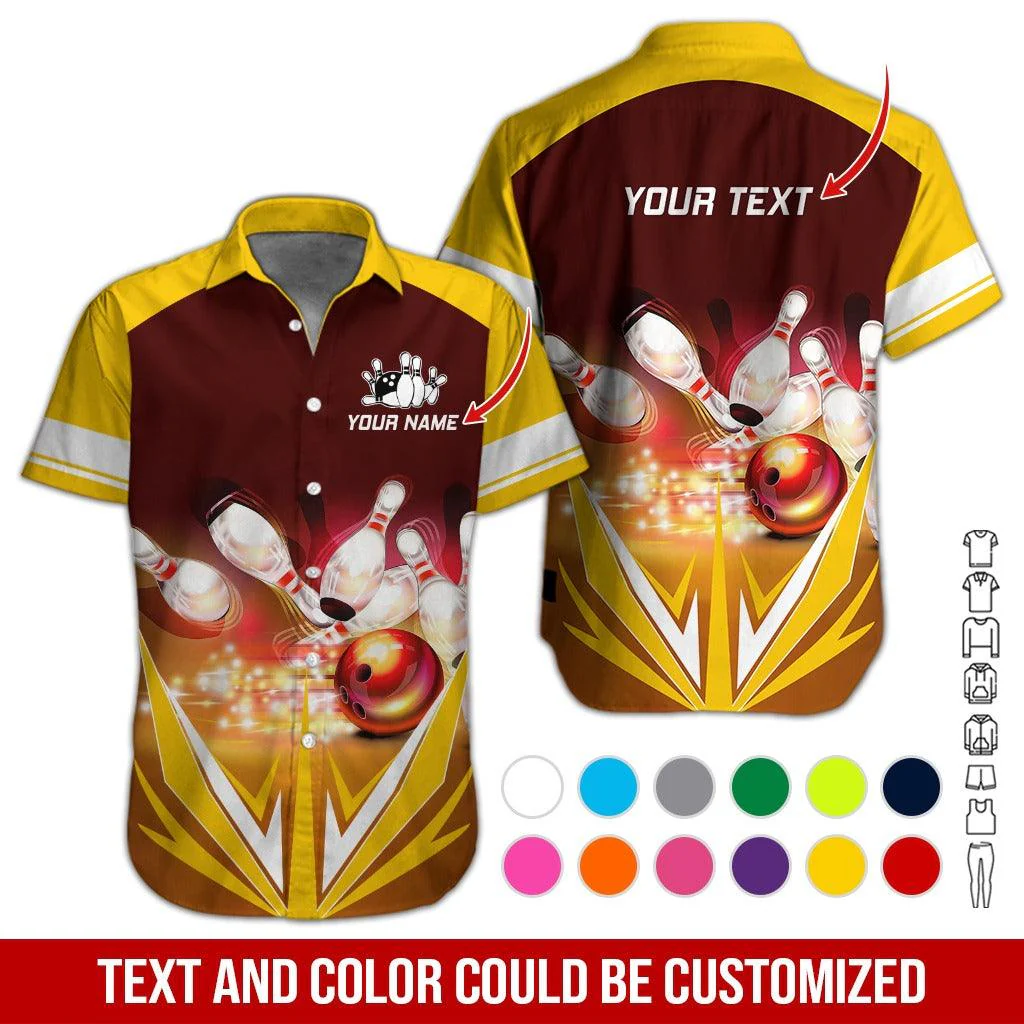 Custom Bowling Aloha Hawaiian Shirt - Amazing Bowling Ball Pattern Personalized Name Hawaiian Shirt For Men & Women, Bowling Lover - Image 3