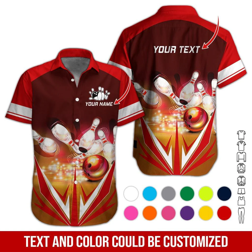 Custom Bowling Aloha Hawaiian Shirt - Amazing Bowling Ball Pattern Personalized Name Hawaiian Shirt For Men & Women, Bowling Lover - Image 4