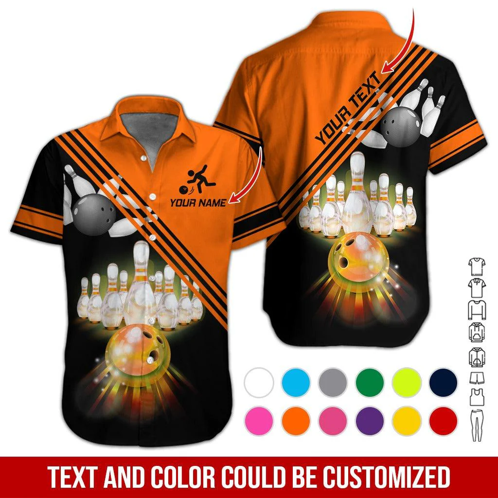Custom Bowling Aloha Hawaiian Shirt - Amazing Bowling Ball Shine Pattern Personalized Name Hawaiian Shirt For Men & Women, Bowling Lover