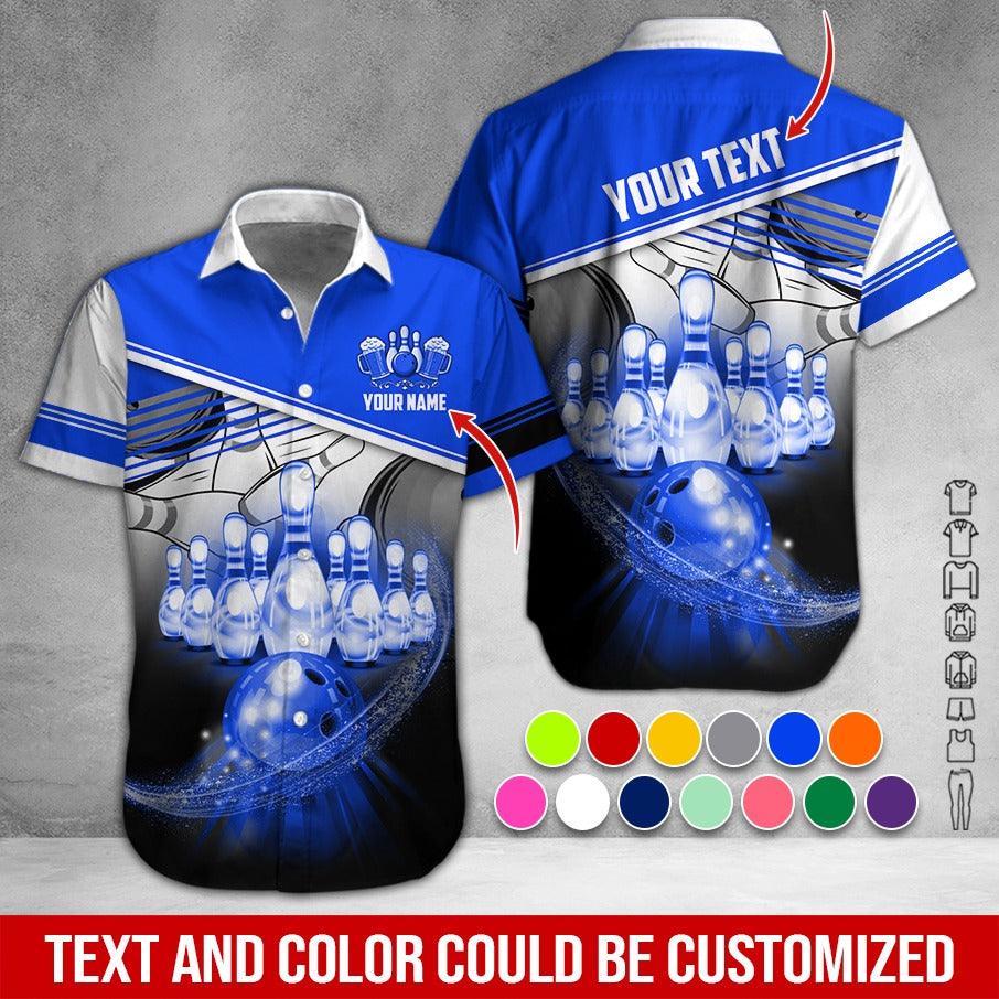 Custom Bowling Aloha Hawaiian Shirt - Amazing Bowling Bowl Pattern And Beer Personalized Name Hawaiian Shirt For Men & Women, Bowling Lover
