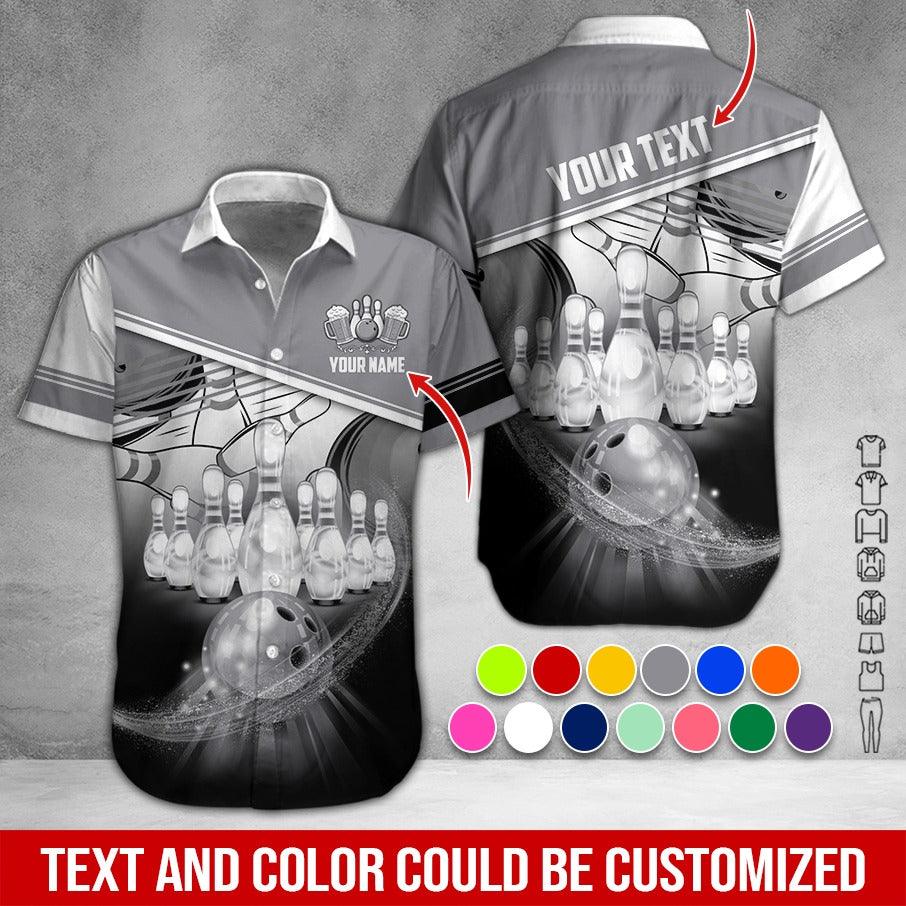 Custom Bowling Aloha Hawaiian Shirt - Amazing Bowling Bowl Pattern And Beer Personalized Name Hawaiian Shirt For Men & Women, Bowling Lover - Image 2