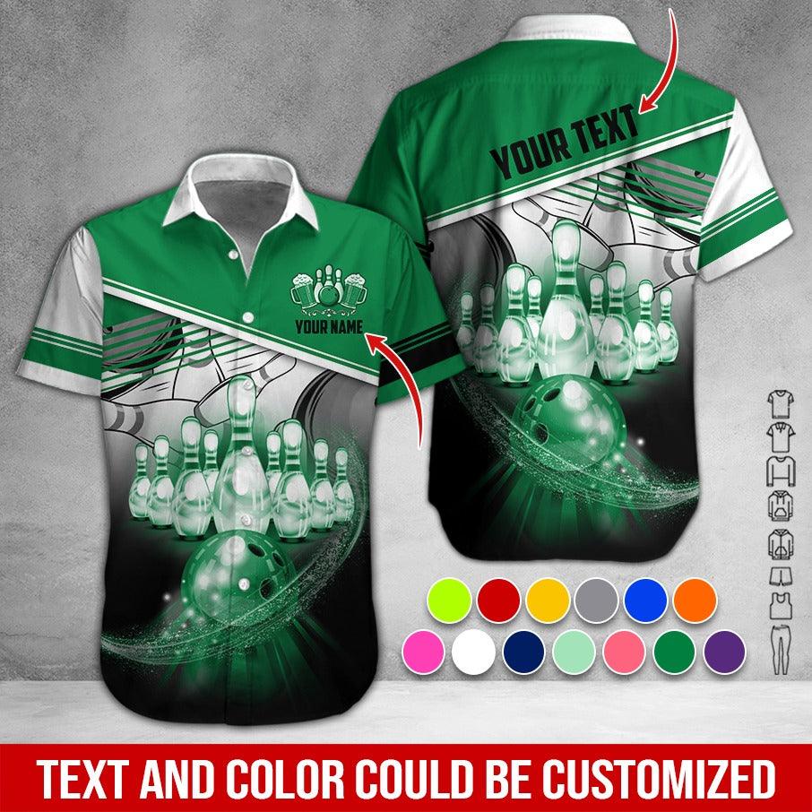 Custom Bowling Aloha Hawaiian Shirt - Amazing Bowling Bowl Pattern And Beer Personalized Name Hawaiian Shirt For Men & Women, Bowling Lover - Image 3