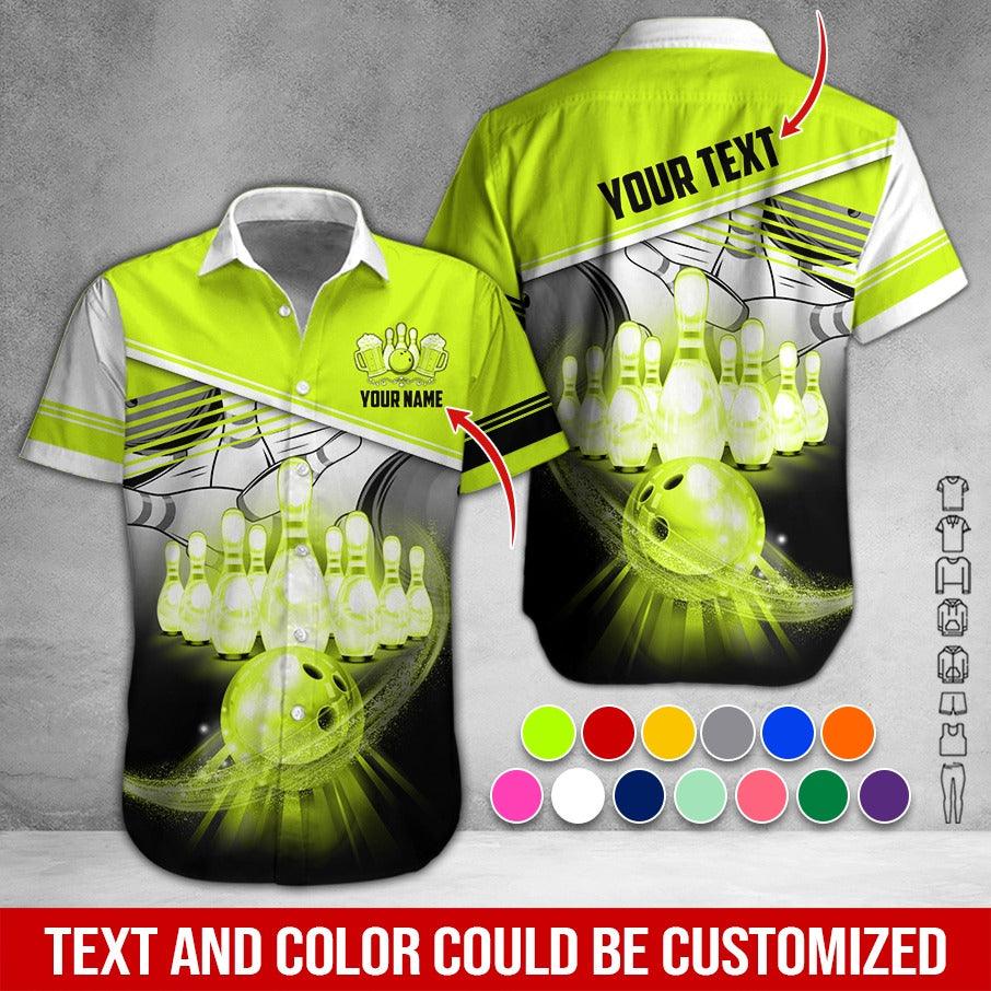 Custom Bowling Aloha Hawaiian Shirt - Amazing Bowling Bowl Pattern And Beer Personalized Name Hawaiian Shirt For Men & Women, Bowling Lover - Image 4