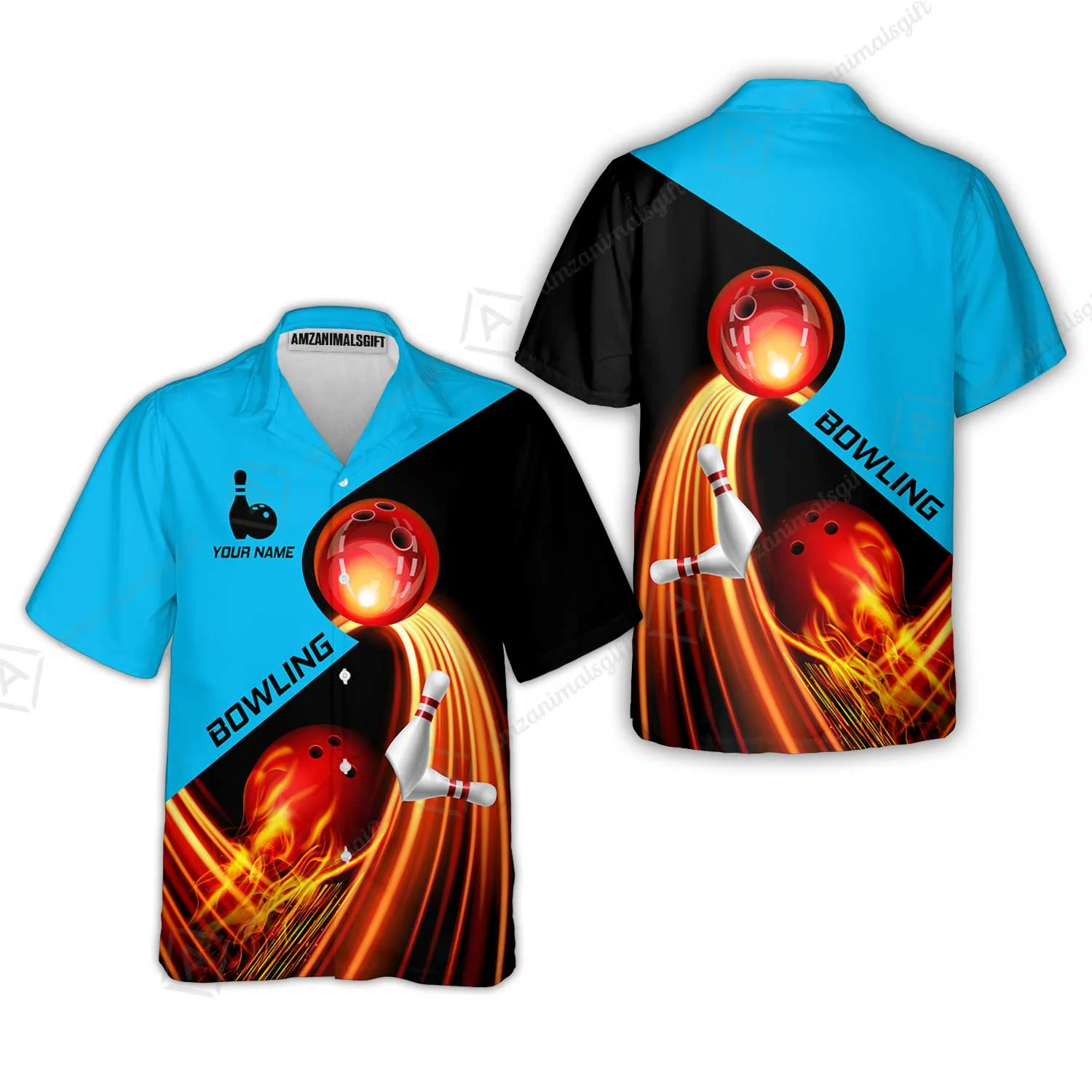 Custom Bowling Hawaiian Shirt - Amazing Fire Bowling Ball Pattern Personalized Name Hawaiian Shirt For Men & Women, Bowling Lover - Image 10