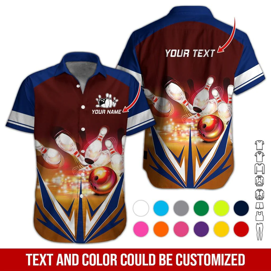 Custom Bowling Aloha Hawaiian Shirt - Colorful Bowling Ball Pattern Personalized Name Hawaiian Shirt For Men & Women, Bowling Lover - Image 2