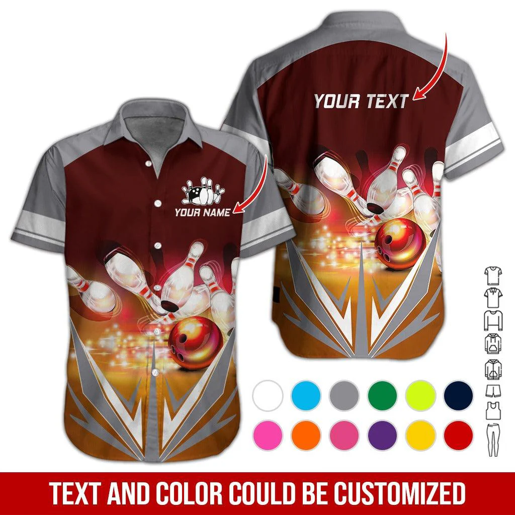 Custom Bowling Aloha Hawaiian Shirt - Cool Bowling Ball Pattern Personalized Name Hawaiian Shirt For Men & Women, Bowling Lover - Image 2