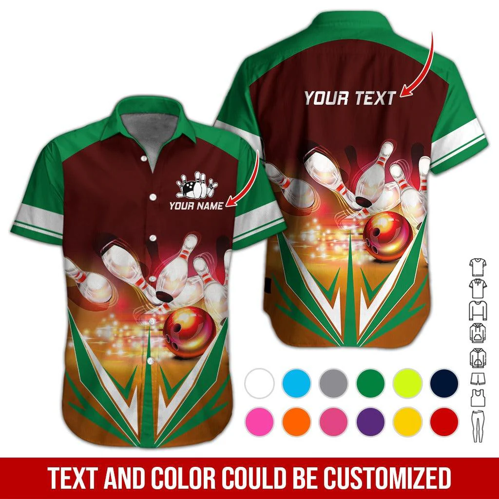 Custom Bowling Aloha Hawaiian Shirt - Cool Bowling Ball Pattern Personalized Name Hawaiian Shirt For Men & Women, Bowling Lover - Image 3
