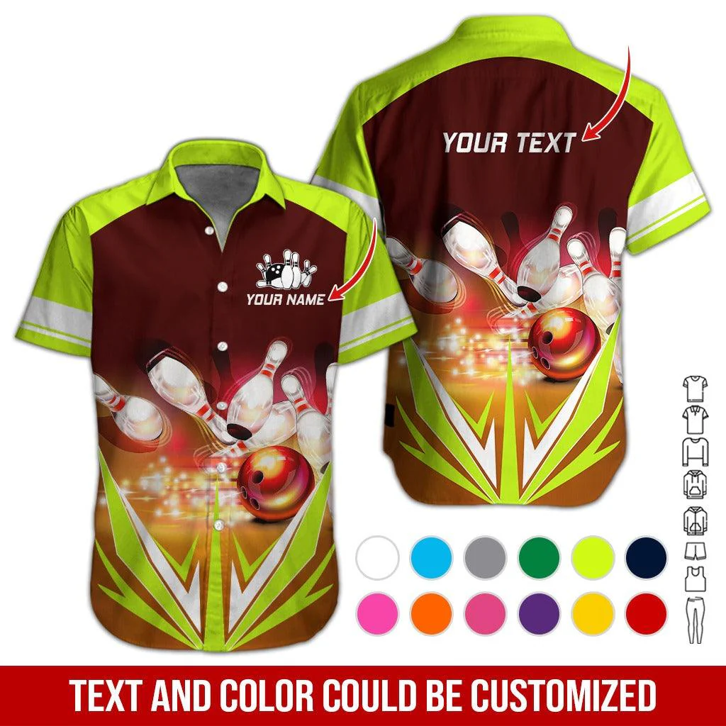 Custom Bowling Aloha Hawaiian Shirt - Cool Bowling Ball Pattern Personalized Name Hawaiian Shirt For Men & Women, Bowling Lover - Image 4