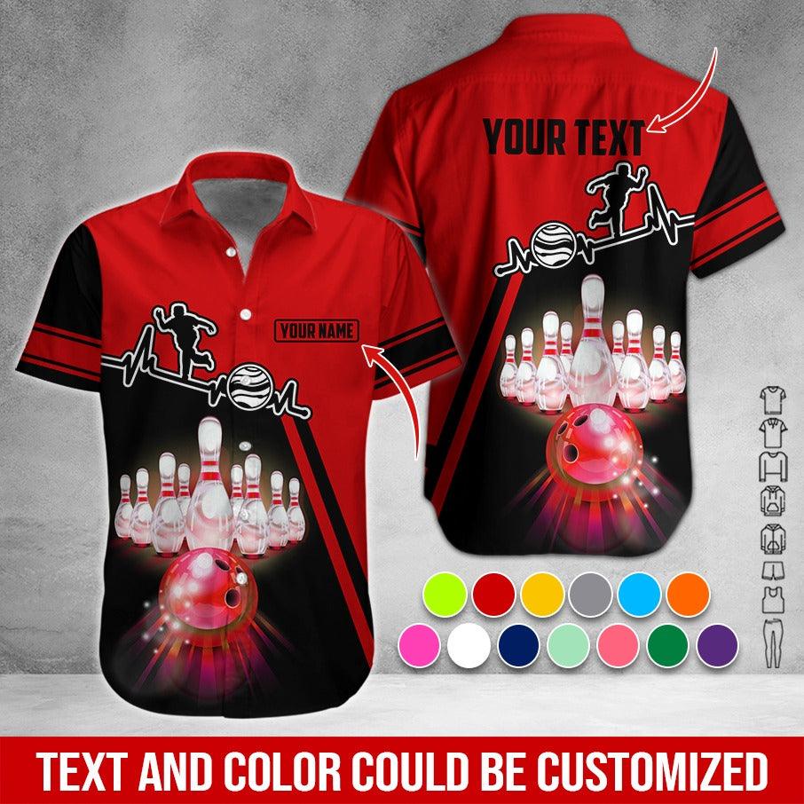 Custom Bowling Aloha Hawaiian Shirt - Cool Men Playing Bowling Pattern Personalized Name Hawaiian Shirt For Men & Women, Bowling Lover - Image 2