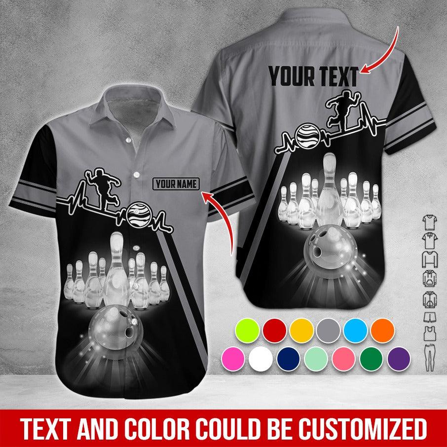 Custom Bowling Aloha Hawaiian Shirt - Men Playing Bowling Pattern Personalized Name Hawaiian Shirt For Men & Women, Bowling Lover