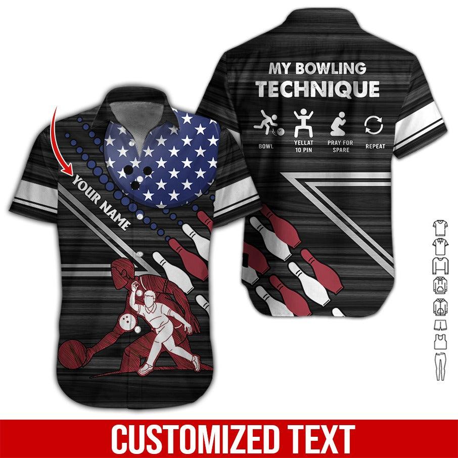 Custom Bowling Aloha Hawaiian Shirt - My Bowling Technique Personalized Name Hawaiian Shirt For Men & Women, Bowling Lover
