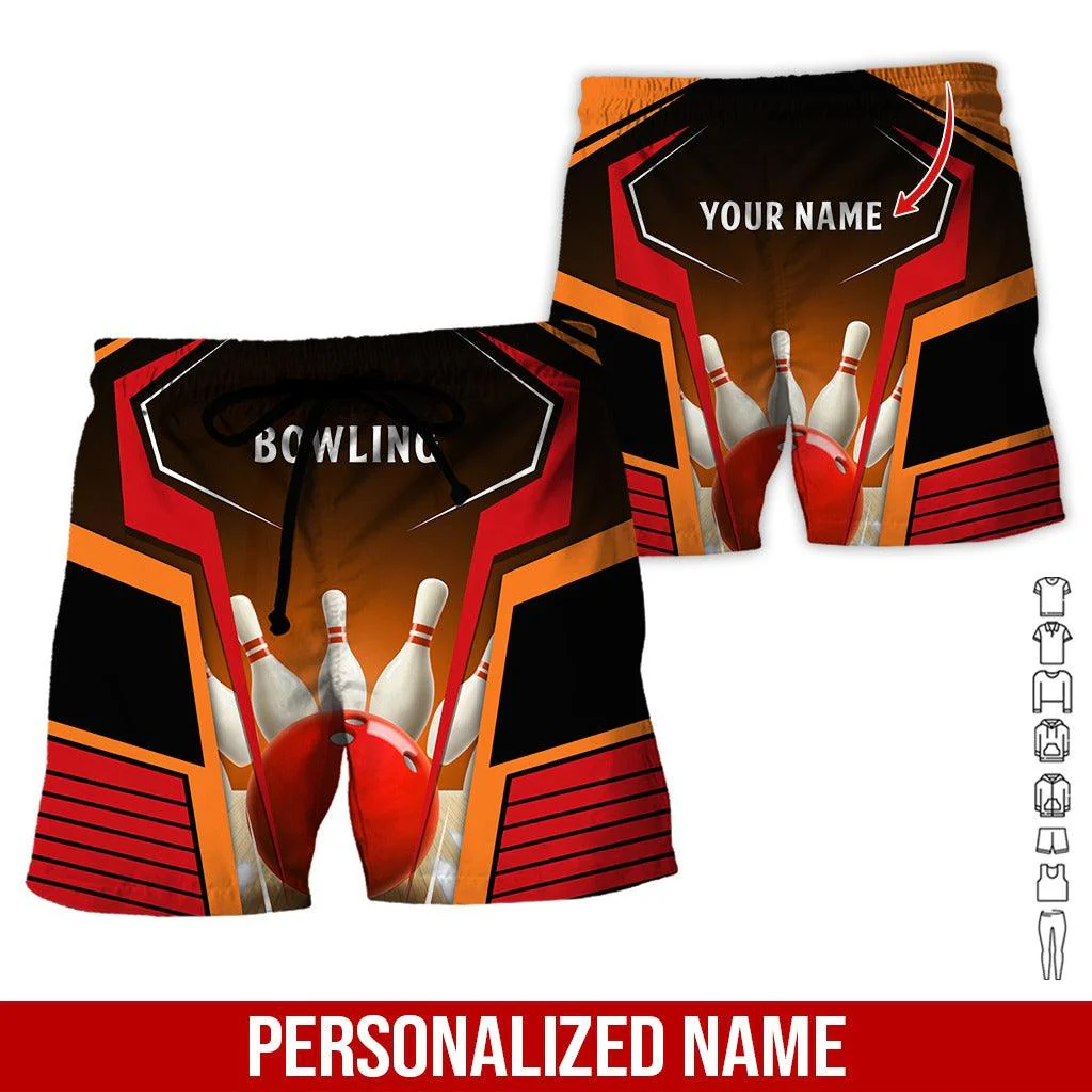 Custom Bowling Aloha Hawaiian Shirt - Red Bowling Ball Pattern Personalized Name Hawaiian Shirt For Men & Women, Bowling Lover - Image 2