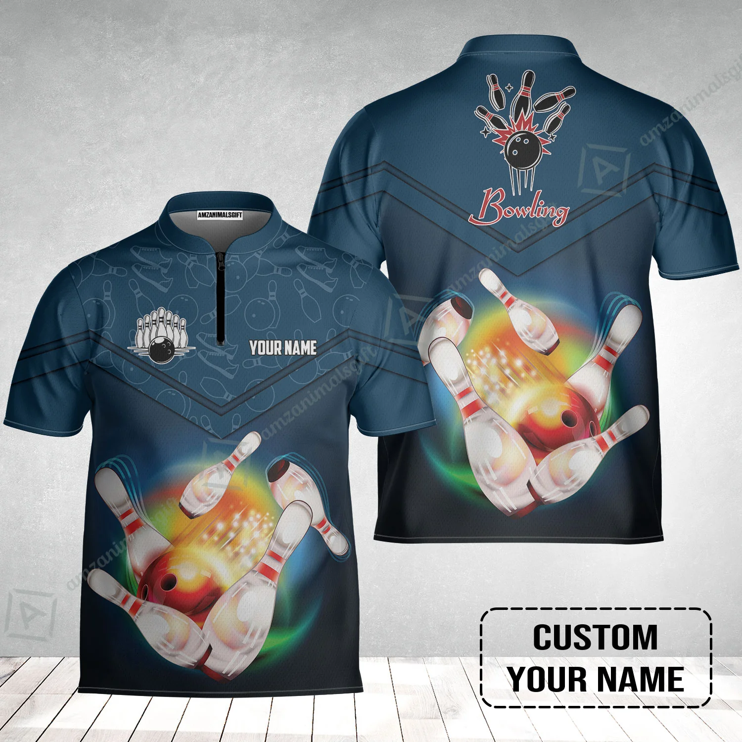 Custom Bowling Bowling Jersey - Amazing Bowling Ball Pattern And Shoe Personalized Name Bowling Jersey - Image 2
