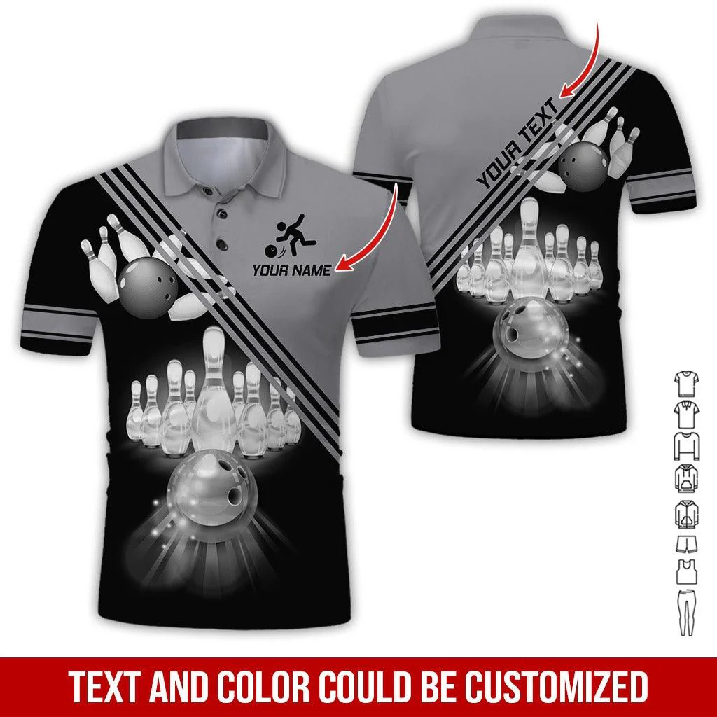 Custom Bowling Men Polo Shirt - Amazing Bowling Ball, Line Pattern Personalized Name Polo Shirt - Perfect Bowling Gift For Men, Bowling Lover - Image 3