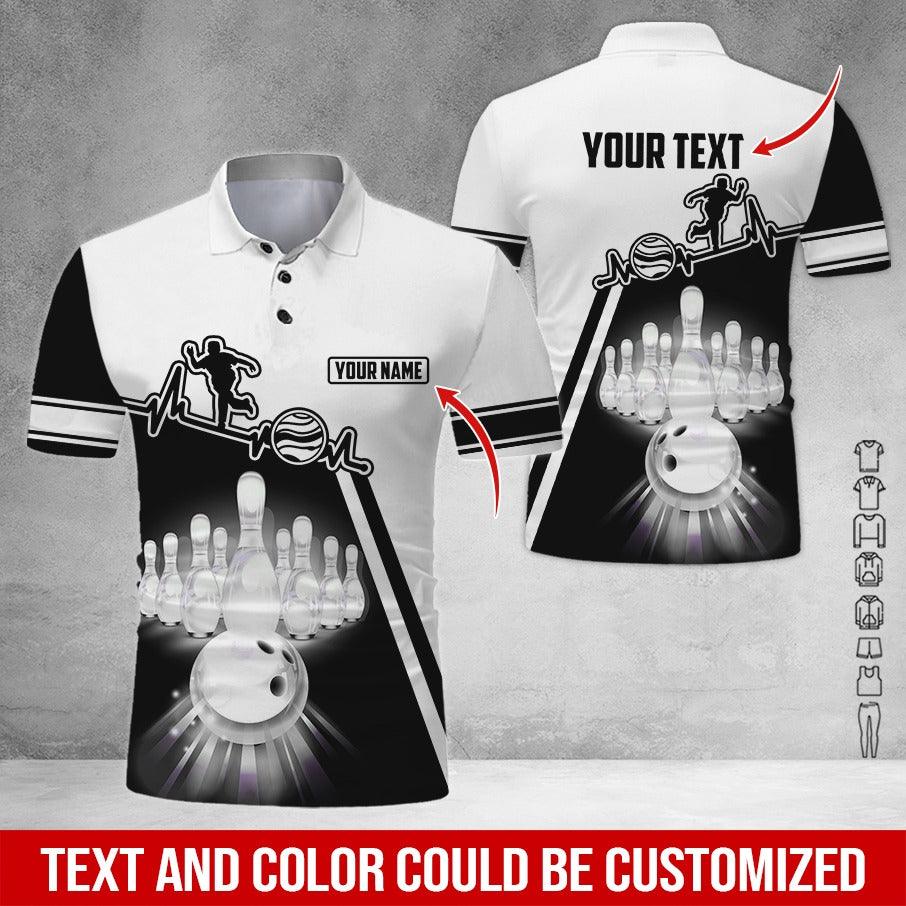 Custom Bowling Men Polo Shirt - Amazing Bowling Ball Pattern Personalized Name Polo Shirt - Perfect Bowling Gift For Men, Bowling Lover
