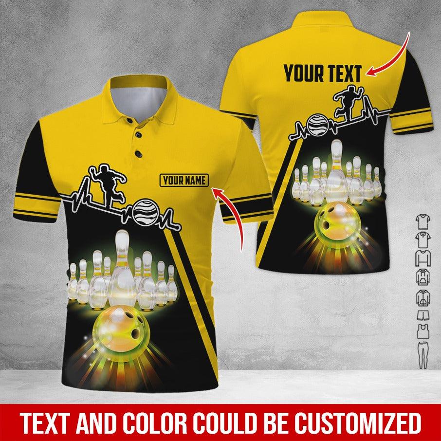 Custom Bowling Men Polo Shirt - Amazing Bowling Ball Pattern Personalized Name Polo Shirt - Perfect Bowling Gift For Men, Bowling Lover - Image 2