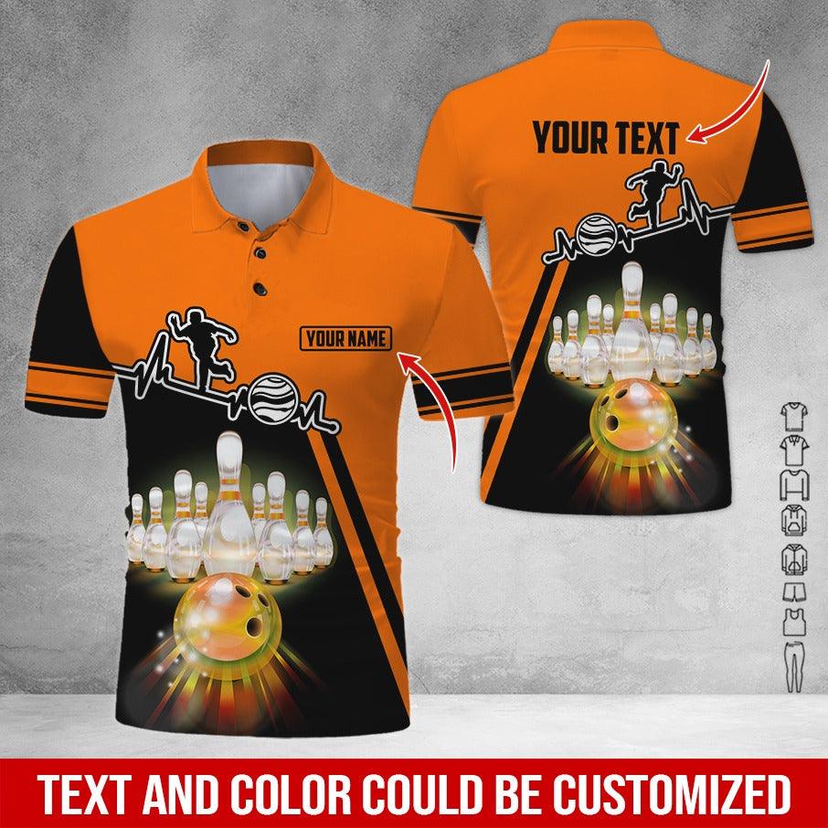 Custom Bowling Men Polo Shirt - Amazing Bowling Ball Pattern Personalized Name Polo Shirt - Perfect Bowling Gift For Men, Bowling Lover - Image 3