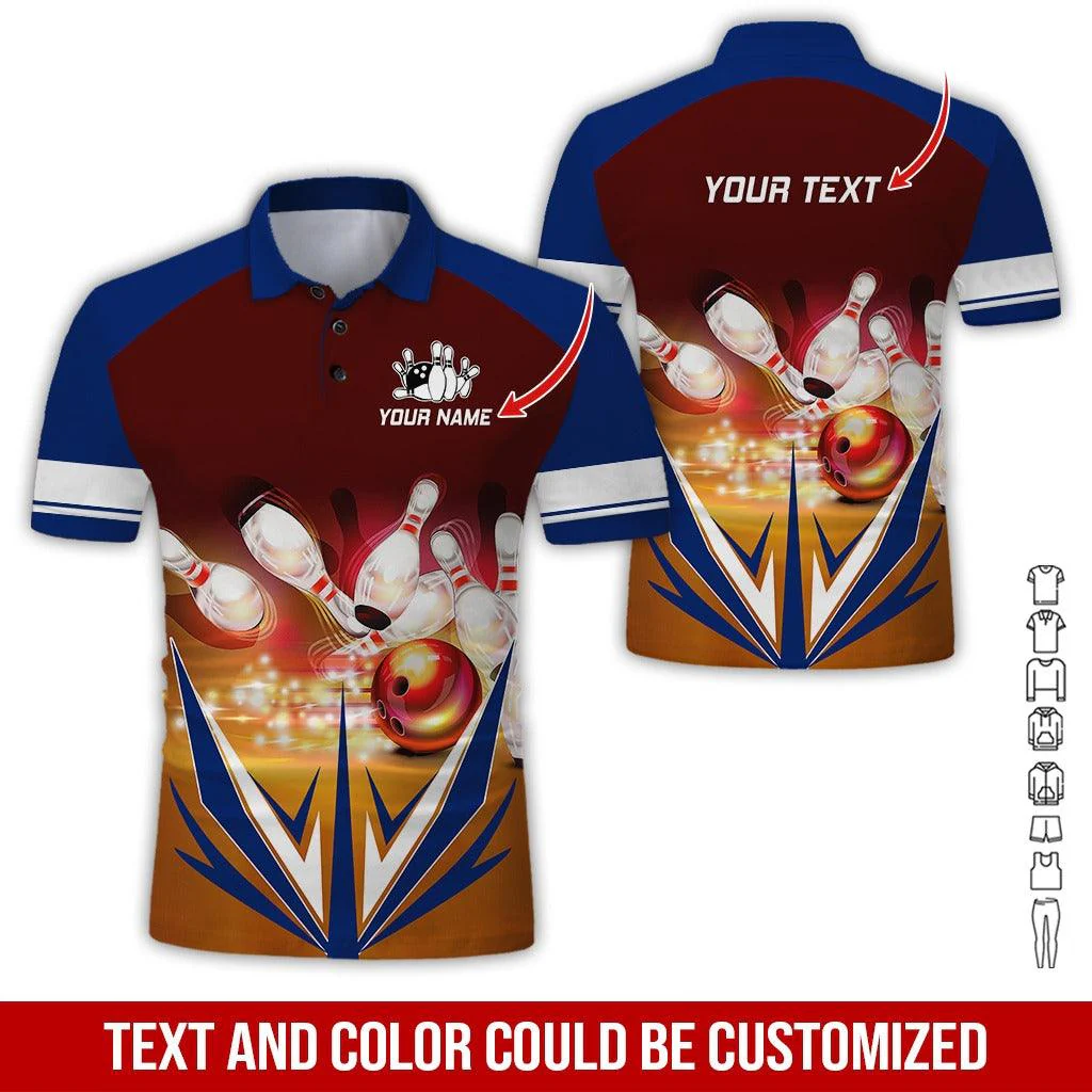 Custom Bowling Men Polo Shirt - Colorful Bowling Ball Personalized Name Polo Shirt - Perfect Bowling Gift For Men, Bowling Lover