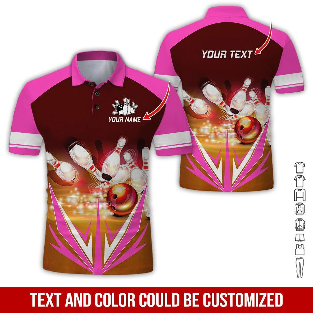 Custom Bowling Men Polo Shirt - Colorful Bowling Ball Personalized Name Polo Shirt - Perfect Bowling Gift For Men, Bowling Lover - Image 2
