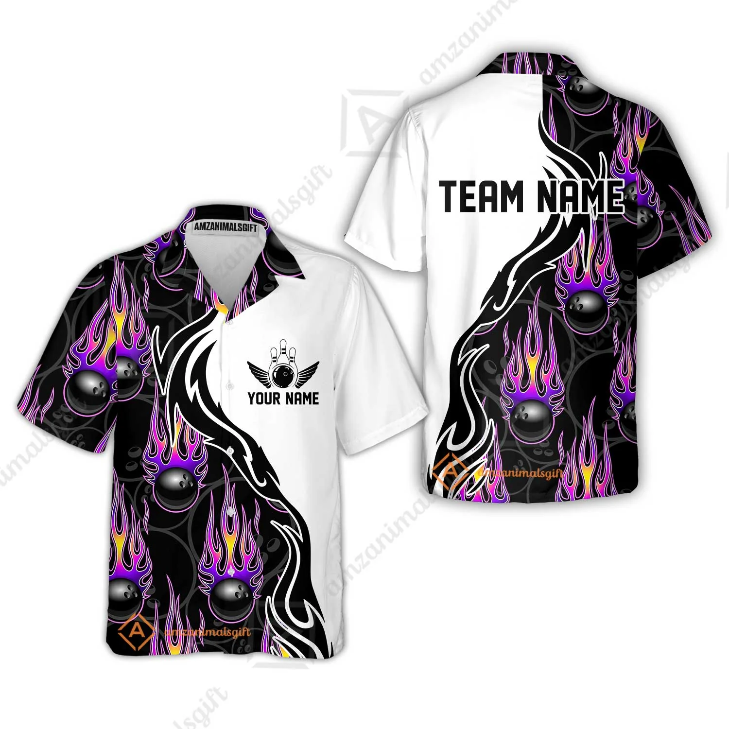 Customized Bowling Quarter-Zip Stand Collar Jersey Shirt, Bowling Ball With Fire Pattern Shirt For Team Men Women Bowler - Image 8