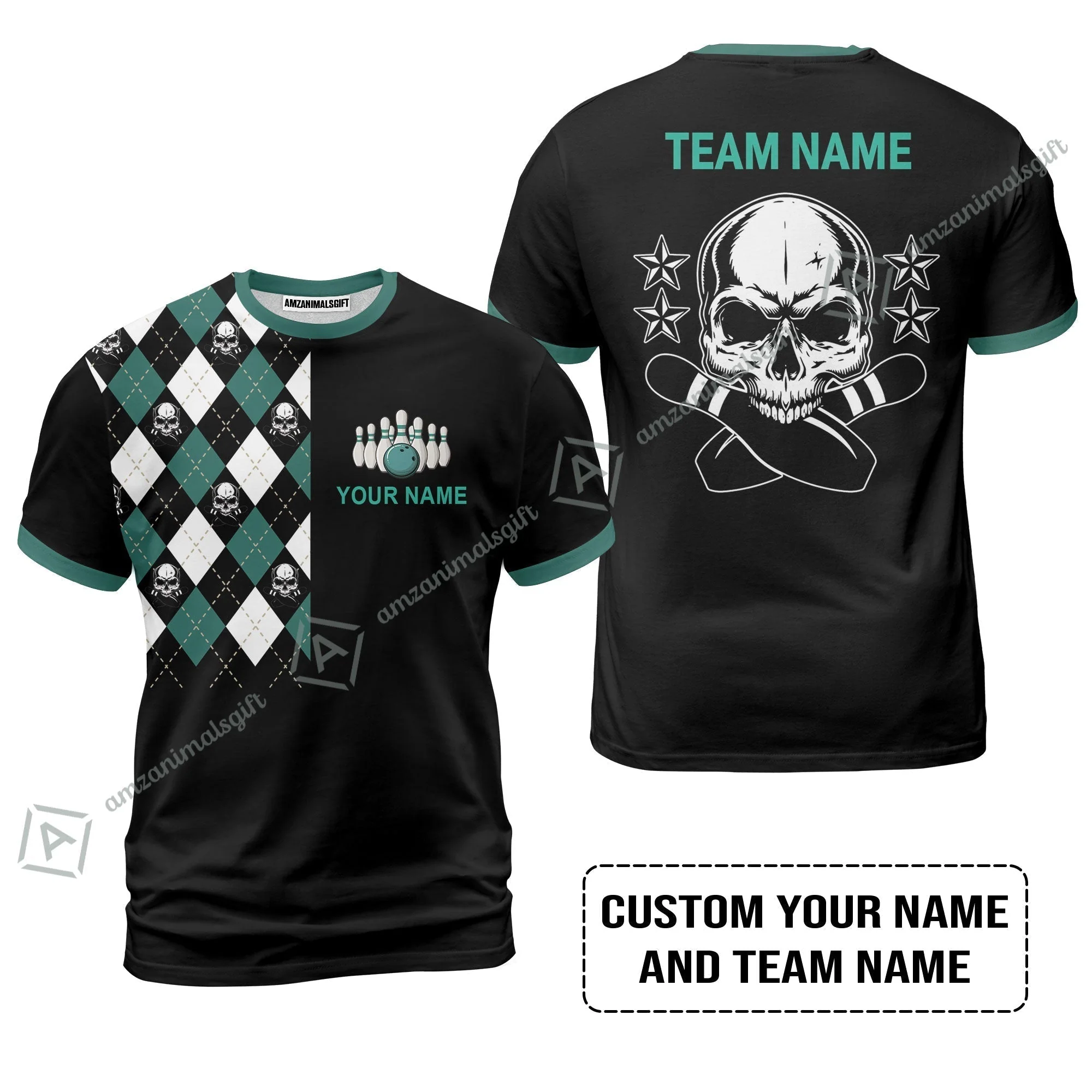 Custom Bowling Sweatshirt - Custom Name Skull Black Bowling Personalized Sweatshirt - Image 10