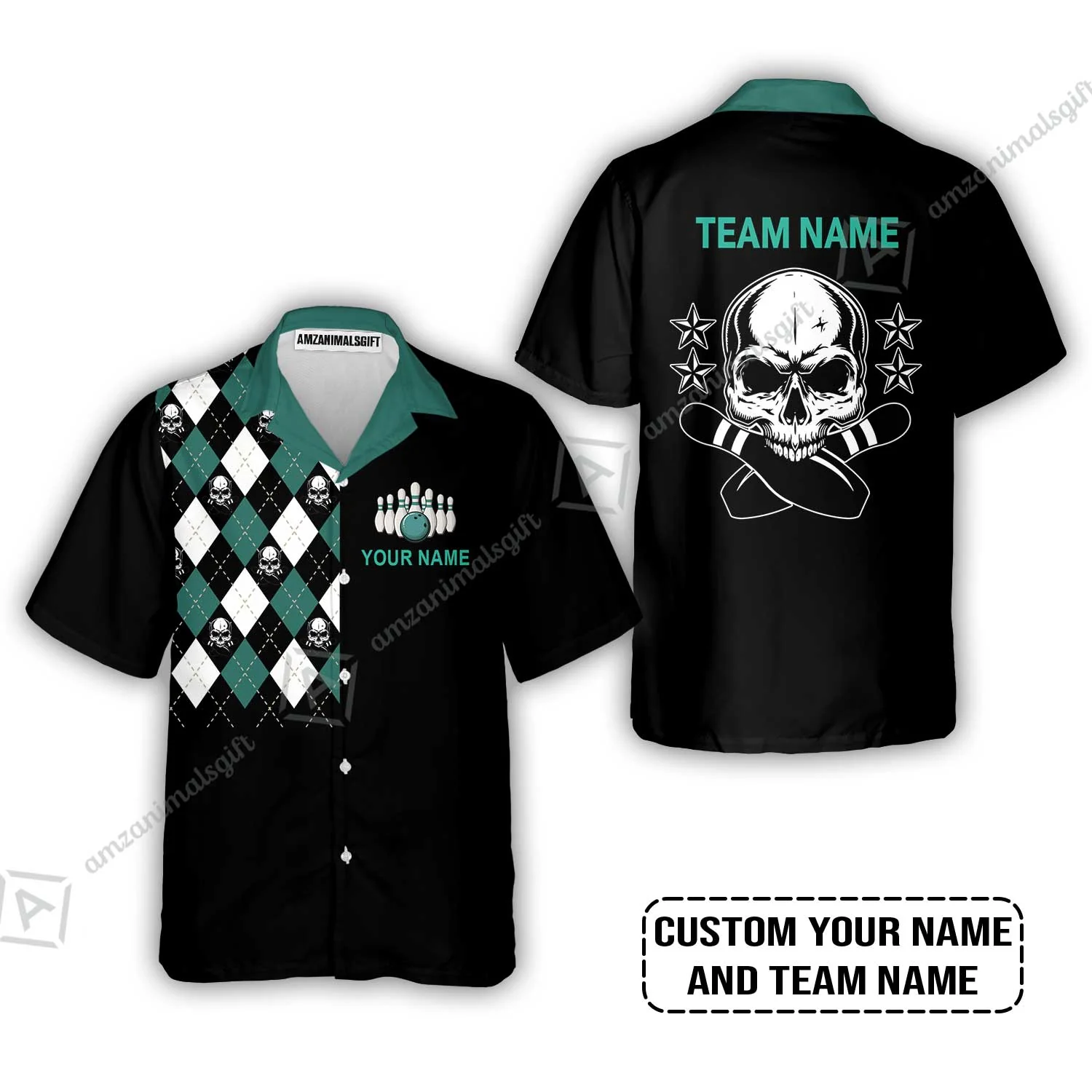 Custom Bowling Sweatshirt - Custom Name Skull Black Bowling Personalized Sweatshirt - Image 9