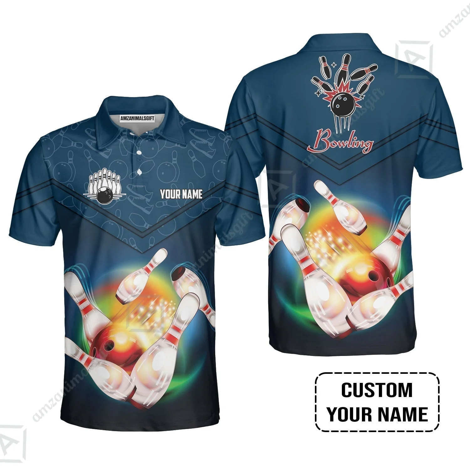 Custom Bowling T-Shirt - Amazing Bowling Ball Pattern And Shoe Personalized Name T-Shirt - Image 7