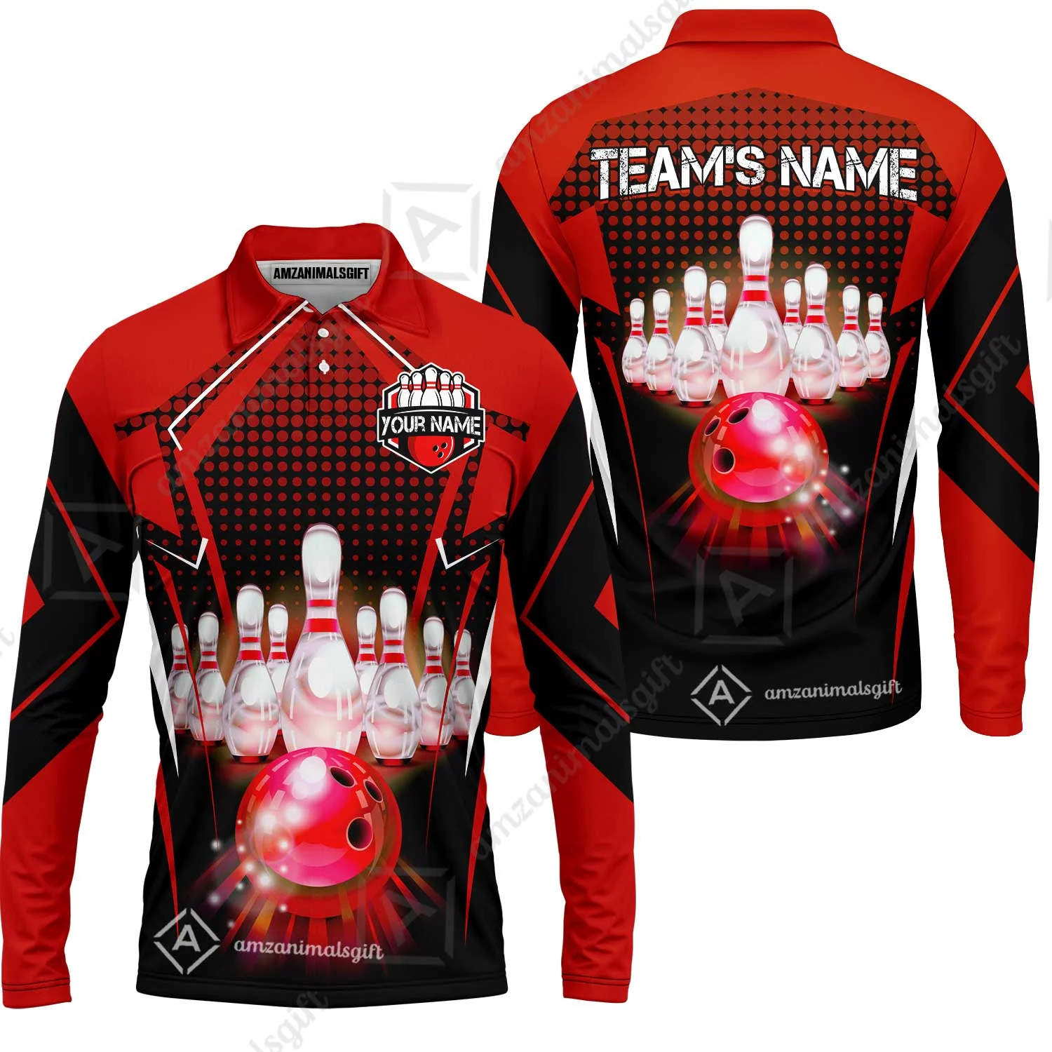 Custom Bowling Team Jerseys Polo Shirts, Bowling uniforms Ball & Pins Multicolor Jersey For Tournament Team Men Women Bowlers - Image 10