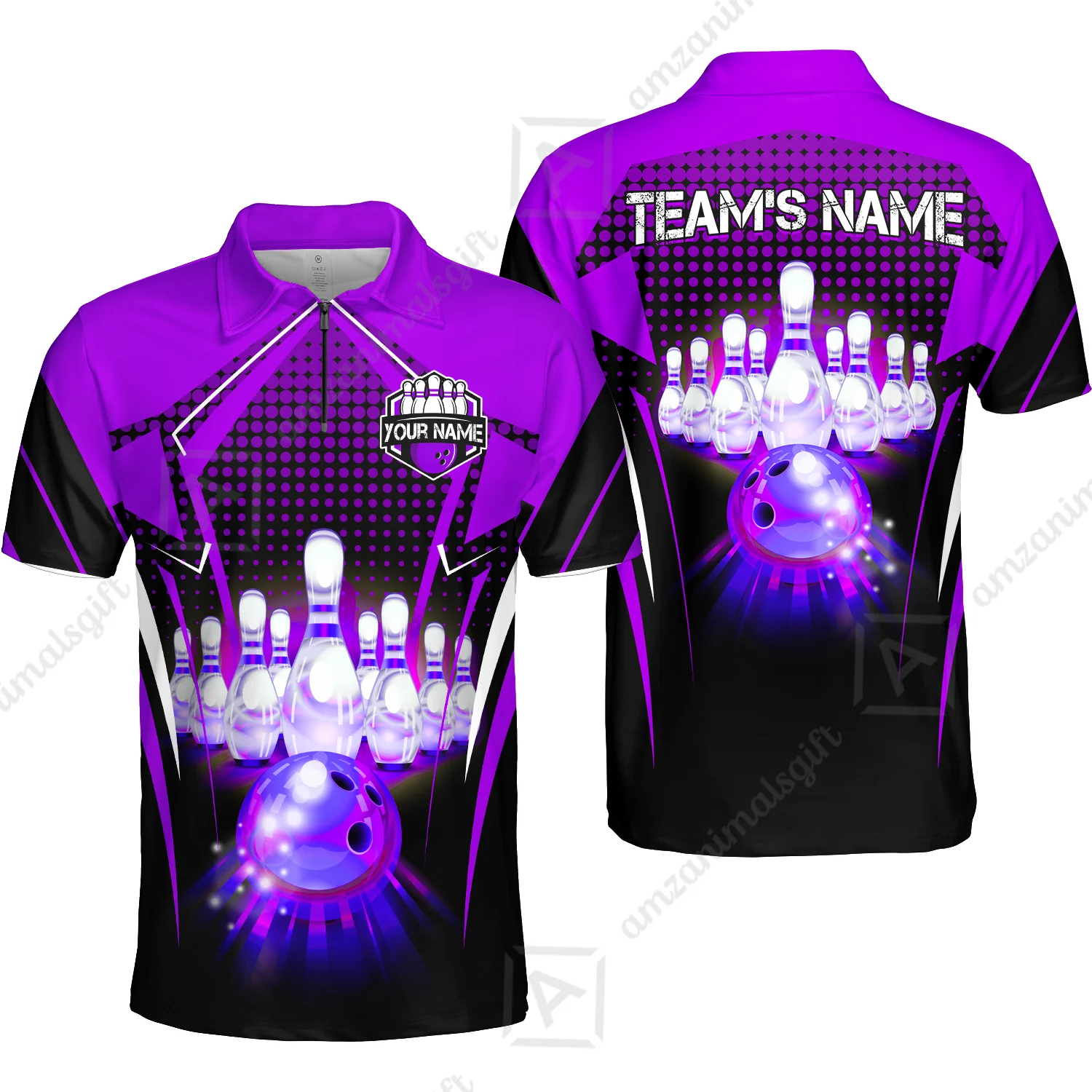 Custom Bowling Team Jerseys Polo Shirts, Bowling uniforms Ball & Pins Multicolor Jersey For Tournament Team Men Women Bowlers - Image 67