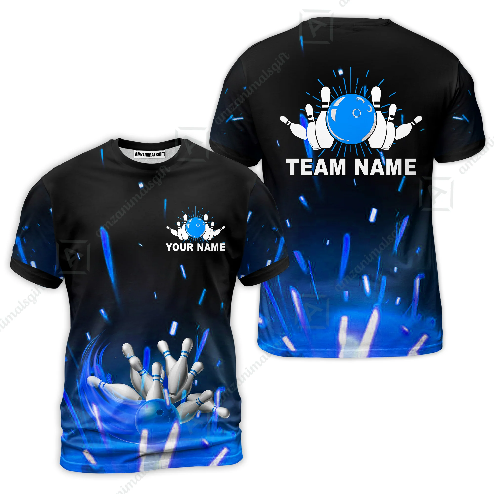 Custom Bowling Team Jerseys Polo Shirts, Bowling uniforms Flame Bowling Ball And Pins Short Sleeve Polo For Men Women Bowlers - Image 31