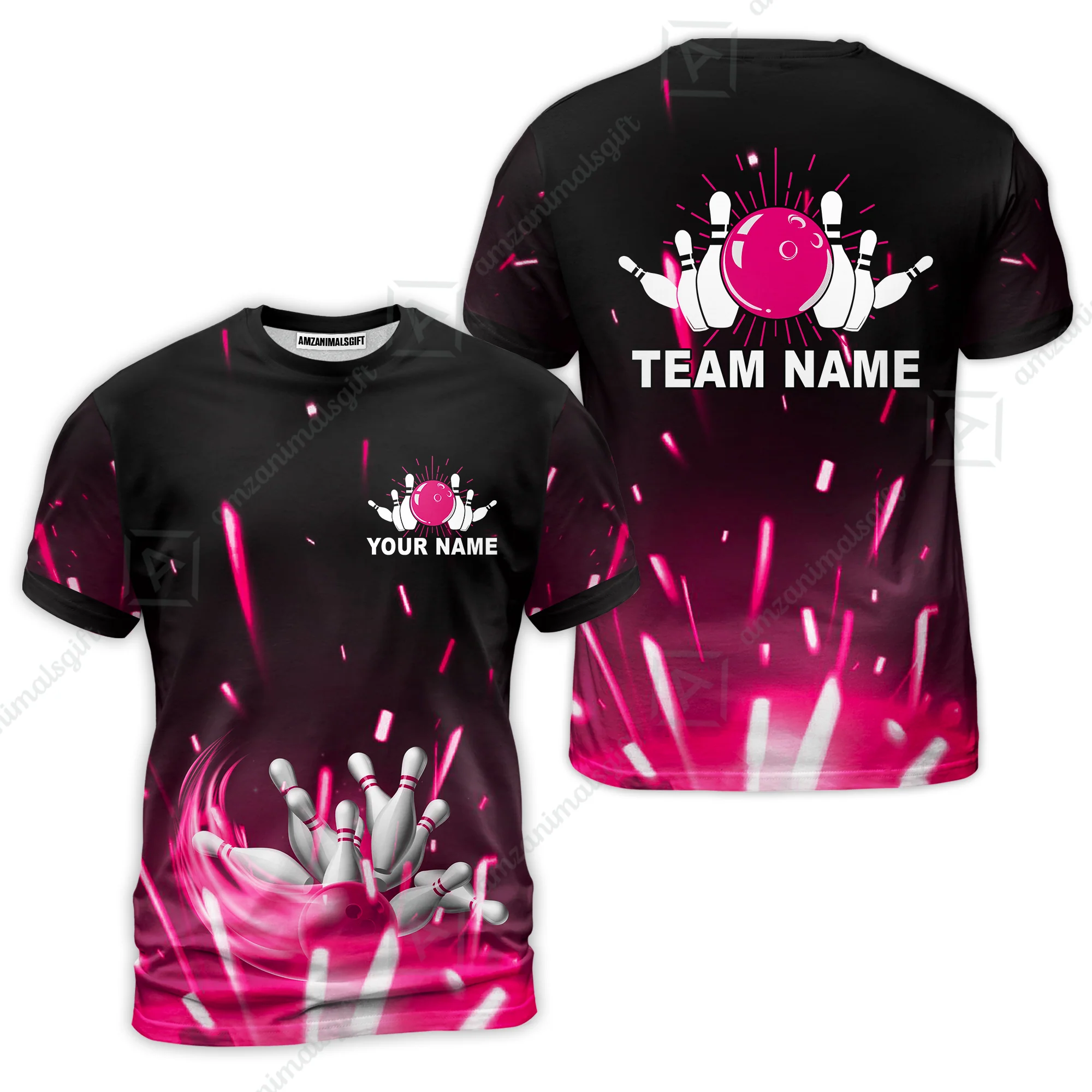 Custom Bowling Team Jerseys Polo Shirts, Bowling uniforms Flame Bowling Ball And Pins Short Sleeve Polo For Men Women Bowlers - Image 33