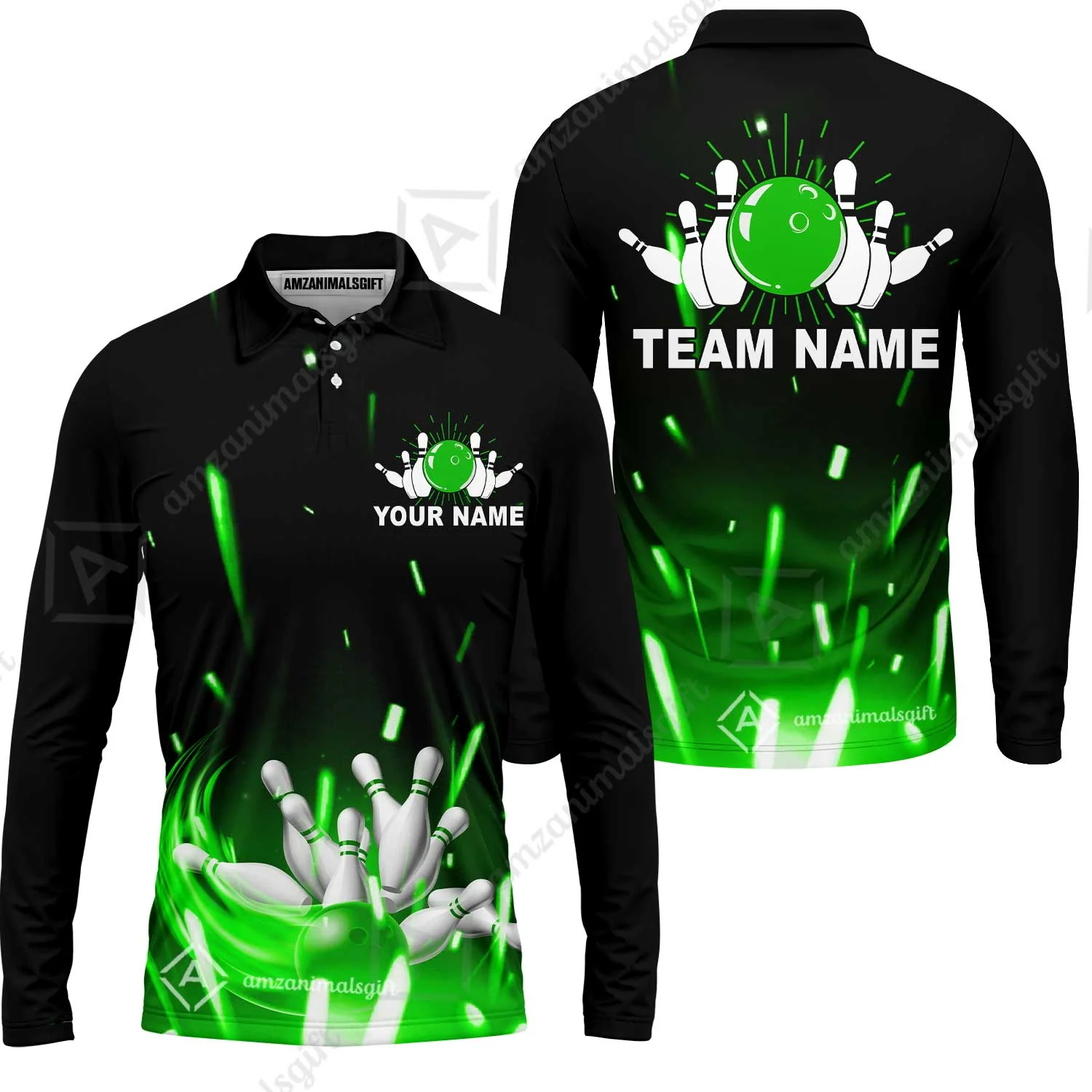 Custom Bowling Team Jerseys Polo Shirts, Bowling uniforms Flame Bowling Ball And Pins Short Sleeve Polo For Men Women Bowlers - Image 40